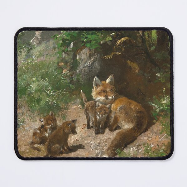 Item preview, A Vixen with Whelps | Josef Schmitzberger | 1930 Nature Fox Art designed and sold by CJET.
