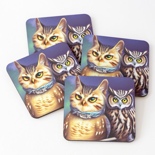 Item preview, Cat-Owl Best Friends Sitting Together (CatOwl) designed and sold by DanTheManDan.