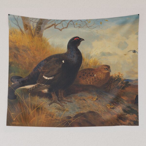 Item preview, Blackgame on a Rocky Outcrop, with a Loch Beyond | Archibald Thorburn | Bird Art designed and sold by CJET.