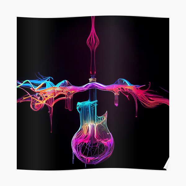 Radioaktive Gitarre auf Farben Poster