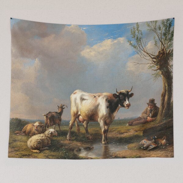 Item preview, Grazing Cattle in a Vast Landscape | Eugene Verboekhoven | 1844 Animal Art designed and sold by CJET.