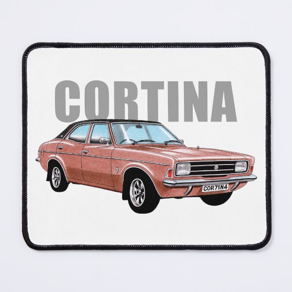 Item preview, Ford Cortina Mk3 4-door saloon in brown with 'Cortina' text designed and sold by Retroblast.