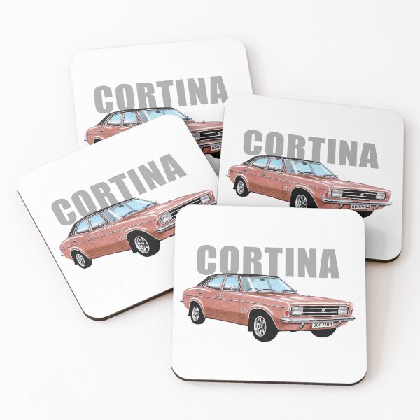 Item preview, Ford Cortina Mk3 4-door saloon in brown with 'Cortina' text designed and sold by Retroblast.