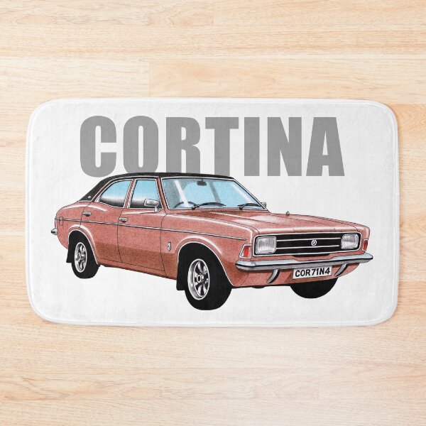 Item preview, Ford Cortina Mk3 4-door saloon in brown with 'Cortina' text designed and sold by Retroblast.