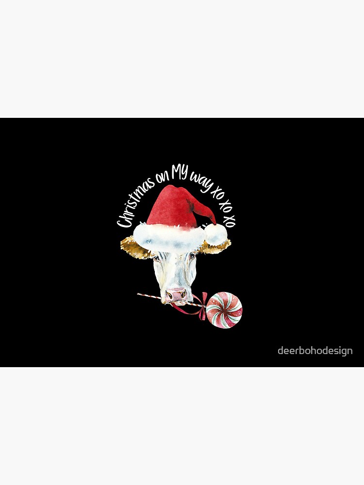 Christmas on MY Way XO XO XO / Funny watercolor black by deerbohodesign