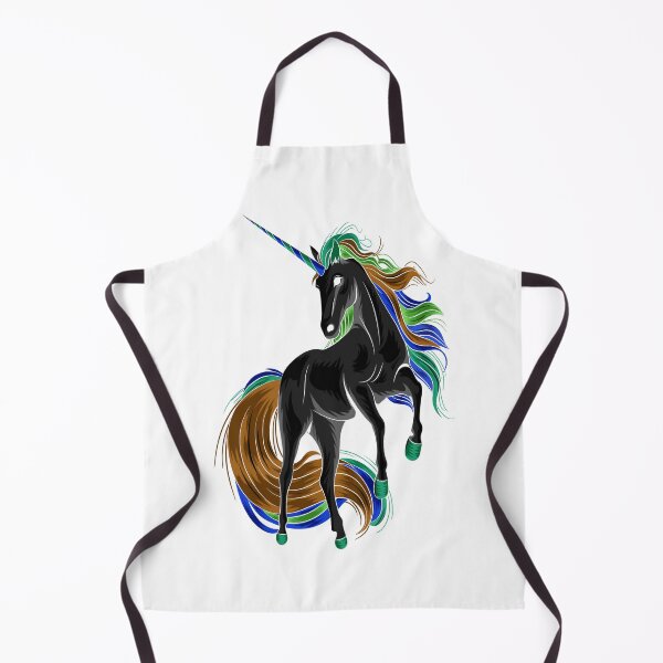 Item preview, BLACK PRANCING COLORFUL MANED UNICORN designed and sold by sailorsam1805.