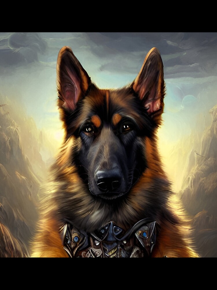 Aperçu 4 sur 4. Coque iPhone avec l'œuvre AI Generated Art, War German Shepherd créée et vendue par RabbitHoleMI.
