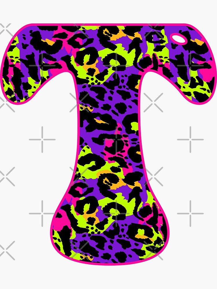 "Retro Groovy Letter T Cheetah / Leopard Print " Sticker For Sale By ...