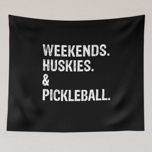 Aperçu de l'œuvre Week-ends Huskies et Pickleball Funny Husky Gift créée et vendue par Guarddogdrive.