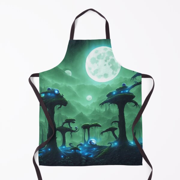 Item preview, Moonlit alien planet landscape with strange trees and spooky lights designed and sold by BrachiaST.