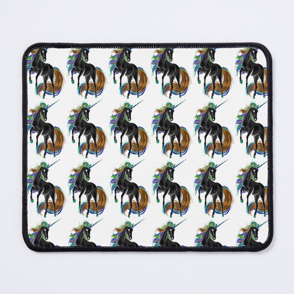 Item preview, CUTE BLACK PRANCING COLORFUL MANED UNICORN designed and sold by sailorsam1805.