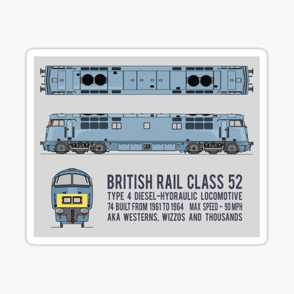 British Rail Class 52 Western Wizzo Locomotive Diagrams Gift Sticker