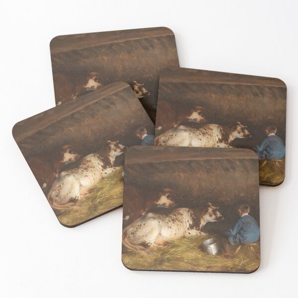 Item preview, In a Stable | Gabriel Amoretti | 1891 Cow Art designed and sold by CJET.
