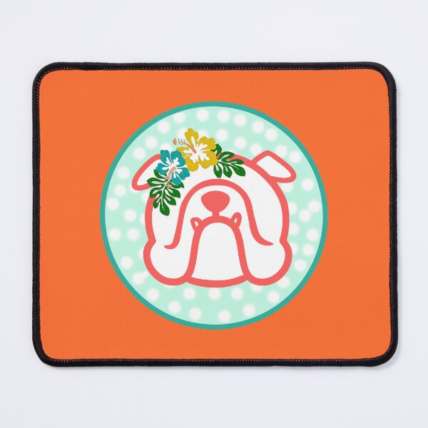 Item preview, Aloha Bulldog face silhouette on orange - Hawaiian English Bully dog breed bias - white on red designed and sold by smooshfaceutd.