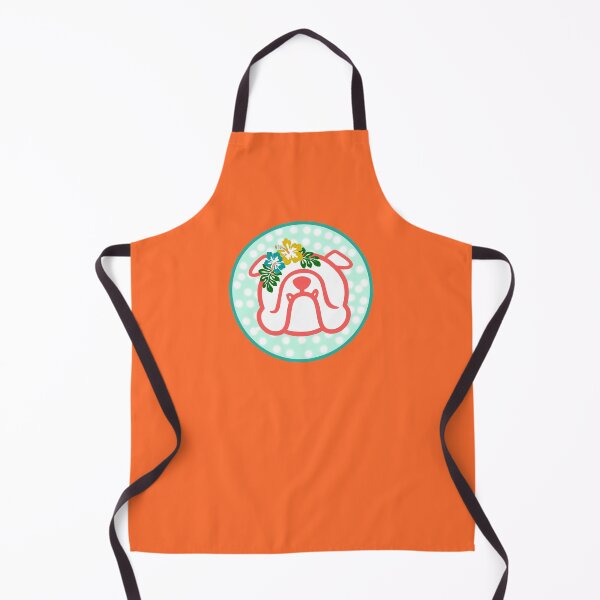 Item preview, Aloha Bulldog face silhouette on orange - Hawaiian English Bully dog breed bias - white on red designed and sold by smooshfaceutd.