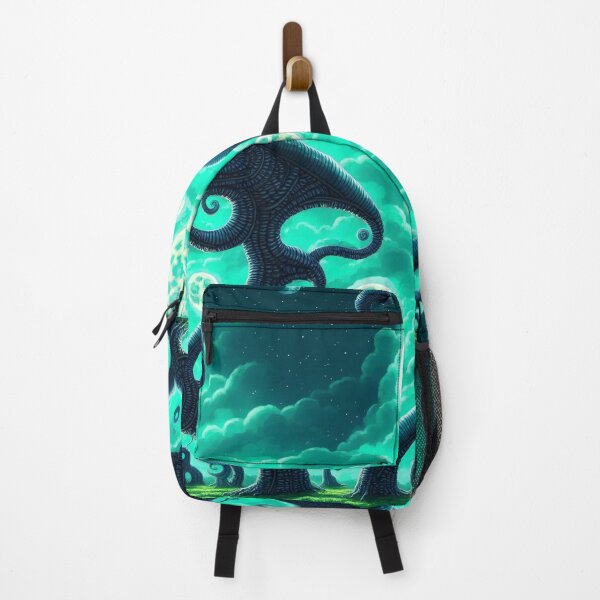 Item preview, Alien planet landscape with monster tentacle-trees letting spores out and flying snail-monsters II designed and sold by BrachiaST.