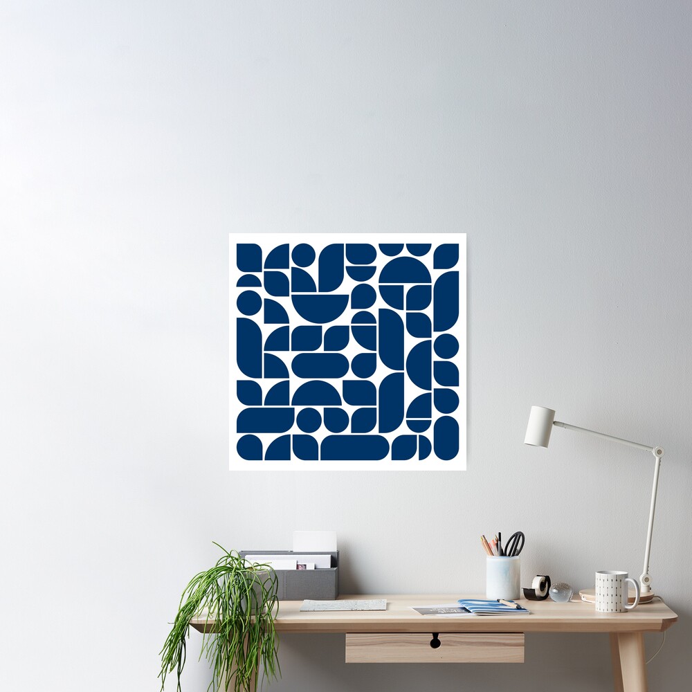 Bauhaus Exhibition Poster 024, Indigo Blue Wall Art, Nordic Designer