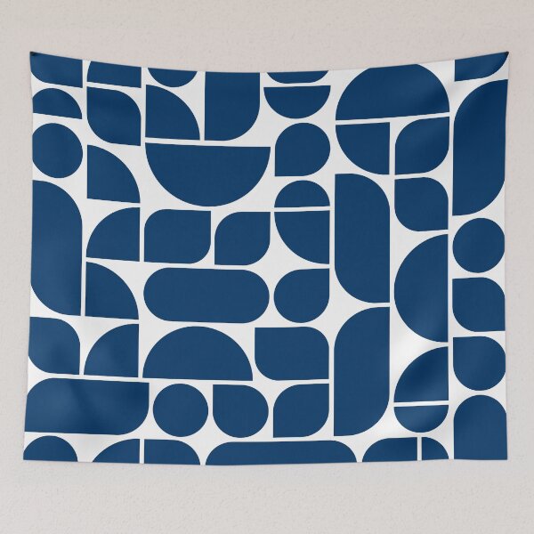 Item preview, Minimal Geometric Shapes 04 | Abstract Art Mid Century Bauhaus Inspired Navy Blue designed and sold by MarleneCanto.