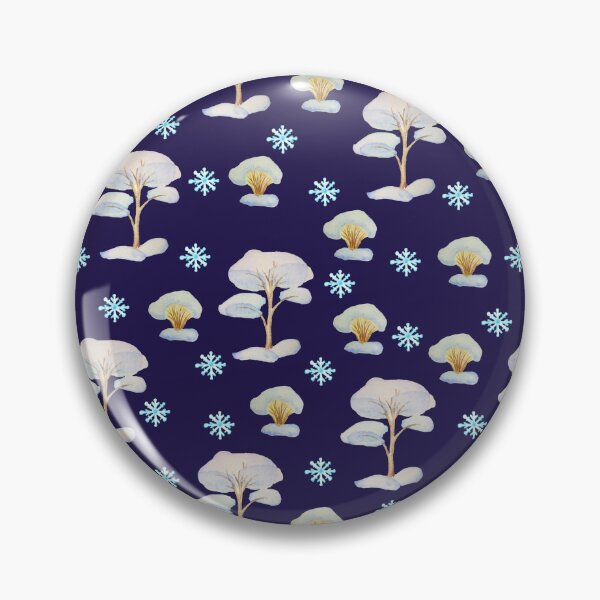 Item preview, Watercolor Trees and bushes in the snow Snowflakes and tree seamless patern dark blue background patern Christmas patern Cute patern  designed and sold by Sunflower-7.
