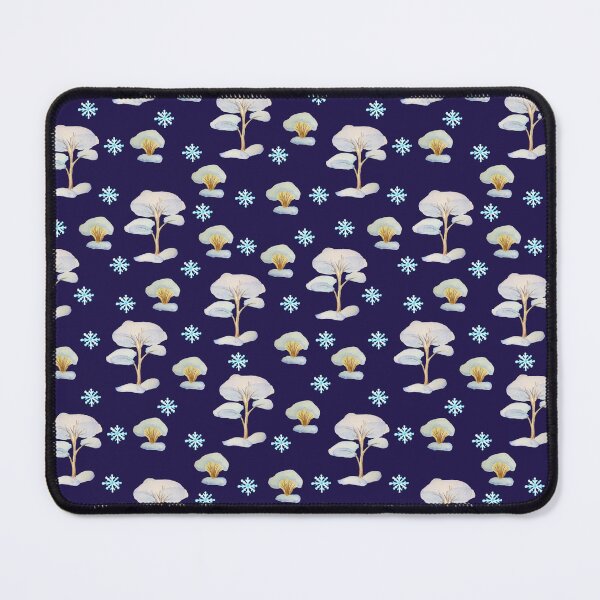 Item preview, Watercolor Trees and bushes in the snow Snowflakes and tree seamless patern dark blue background patern Christmas patern Cute patern  designed and sold by Sunflower-7.