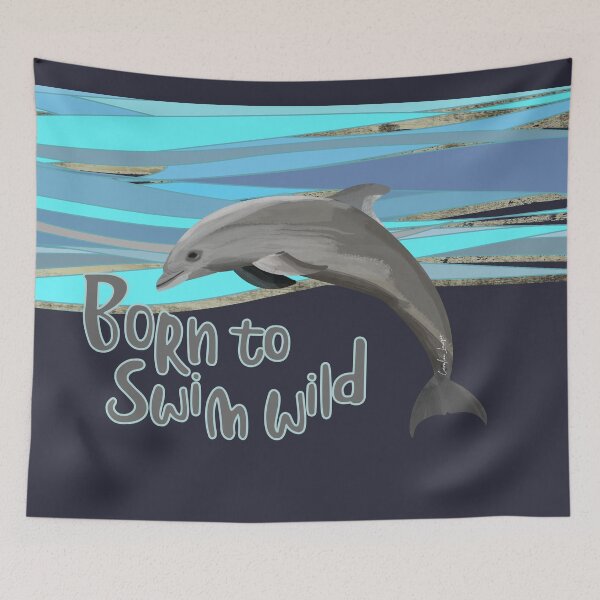Item preview, Wild open water swimming dolphin for swimmer swim lovers. Caroline Laursen original designed and sold by Caroline Laursen.