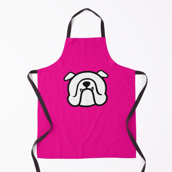 Item preview, Bully dog face silhouette - English Bulldog breed bias - white Bulldog on bright pink designed and sold by smooshfaceutd.