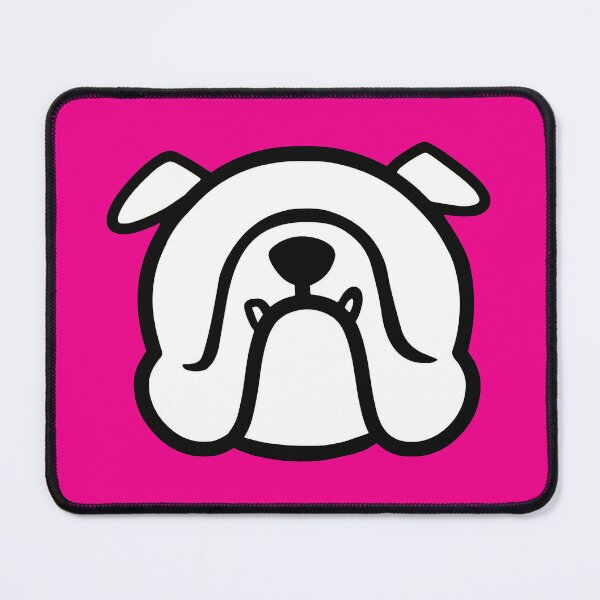 Item preview, Bully dog face silhouette - English Bulldog breed bias - white Bulldog on bright pink designed and sold by smooshfaceutd.
