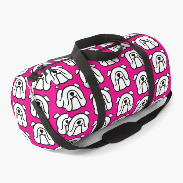 Item preview, Bully dog face silhouette - English Bulldog breed bias - white Bulldog on bright pink designed and sold by smooshfaceutd.