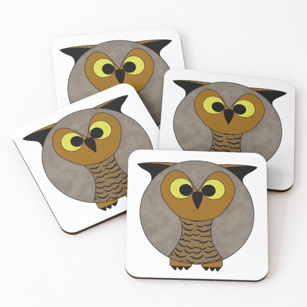 Item preview, A cartoonish round great horned owl V designed and sold by BrachiaST.