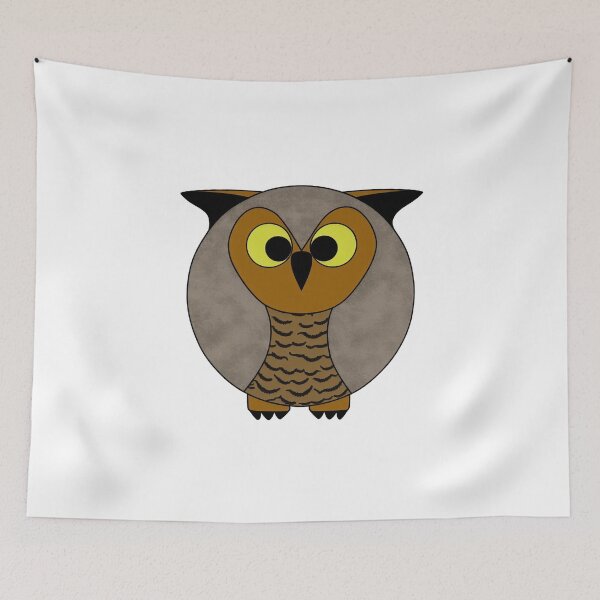 Item preview, A cartoonish round great horned owl V designed and sold by BrachiaST.