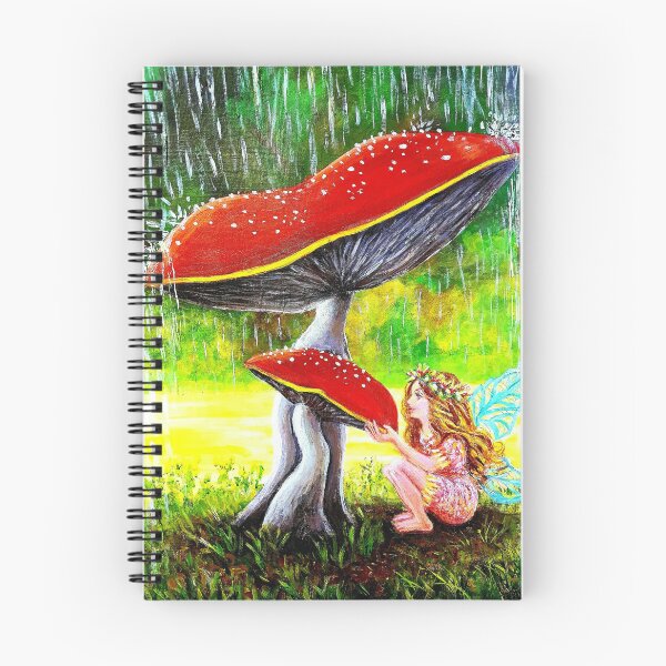 Item preview, Fairy sheltering under a toadstool, acrylic painting designed and sold by OilPaintsHatts.