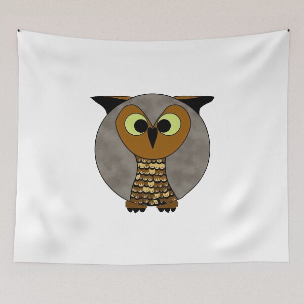 Item preview, A cartoonish round great horned owl VI designed and sold by BrachiaST.