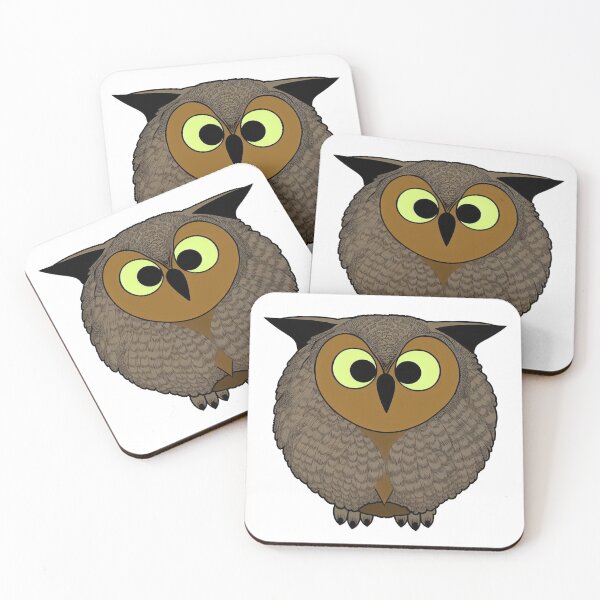 Item preview, A cartoonish round great horned owl VII designed and sold by BrachiaST.