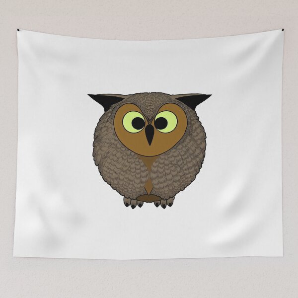 Item preview, A cartoonish round great horned owl VII designed and sold by BrachiaST.
