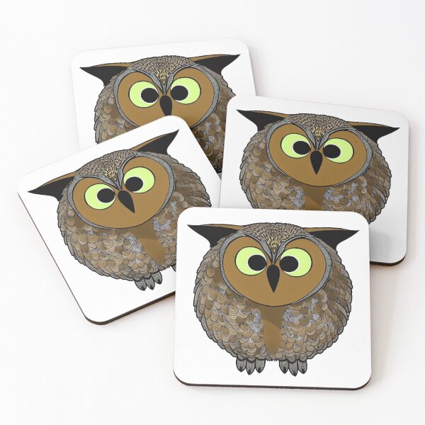 Item preview, A cartoonish round great horned owl VIII designed and sold by BrachiaST.