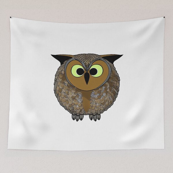 Item preview, A cartoonish round great horned owl VIII designed and sold by BrachiaST.