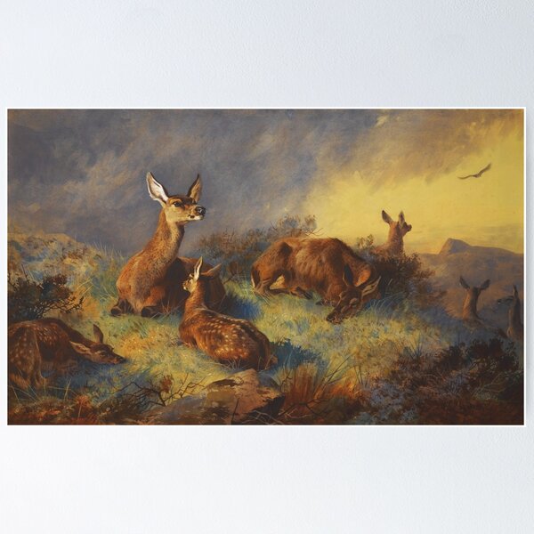 Item preview, The Watchful Hinds | Archibald Thorburn | 1895 Nature Art designed and sold by CJET.