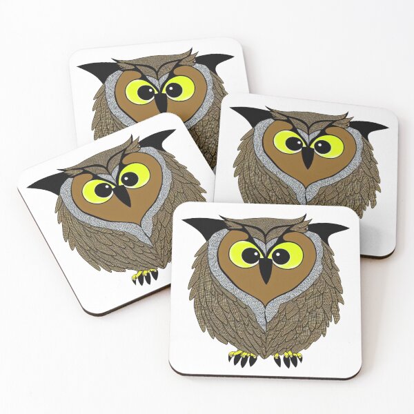 Item preview, A cartoonish round great horned owl IX designed and sold by BrachiaST.