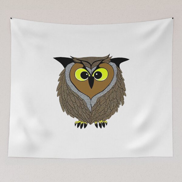 Item preview, A cartoonish round great horned owl IX designed and sold by BrachiaST.