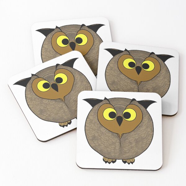 Item preview, A cartoonish round great horned owl baby III designed and sold by BrachiaST.