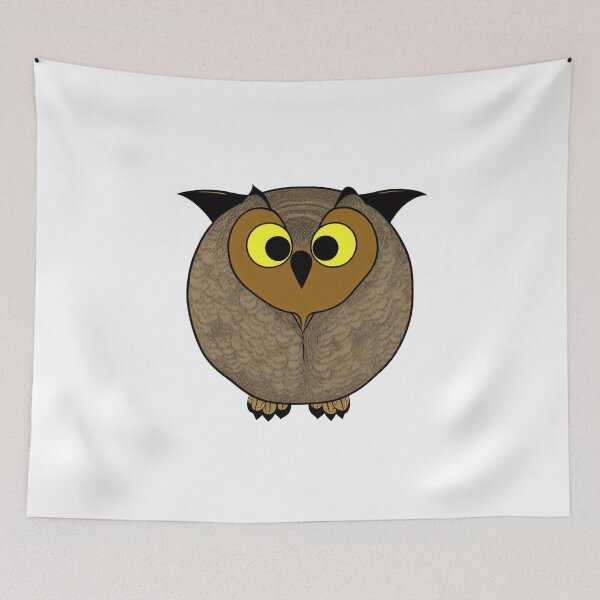 Item preview, A cartoonish round great horned owl baby III designed and sold by BrachiaST.