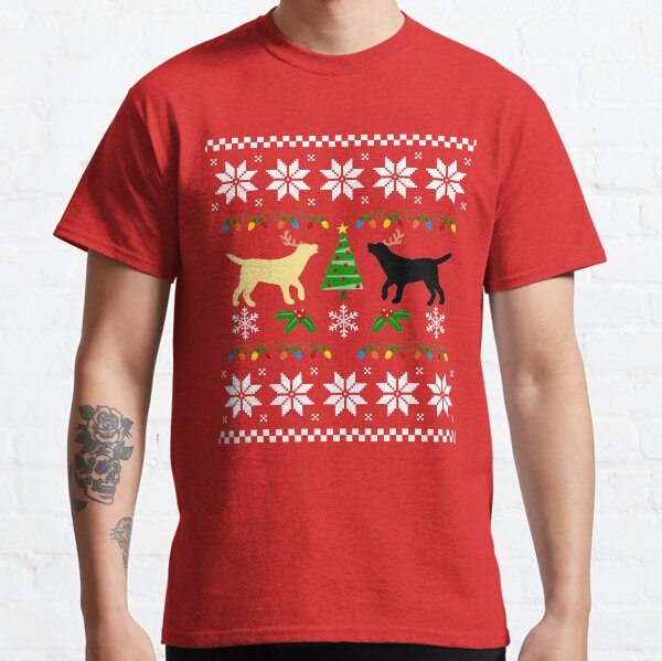 Yellow and Black Labrador Ugly Christmas Pattern Classic T-Shirt
