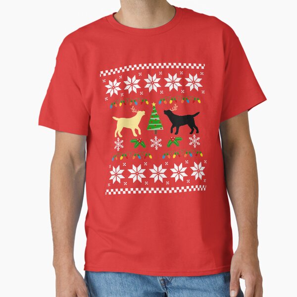 Item preview, Yellow and Black Labrador Ugly Christmas Pattern designed and sold by HappyLabradors.