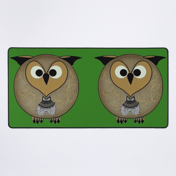 Item preview, A cartoonish round great horned owl with Sumerian ornaments I designed and sold by BrachiaST.