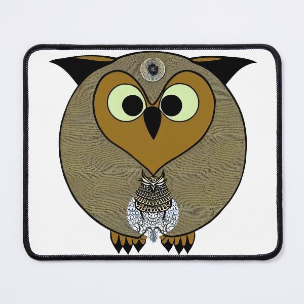 Item preview, A cartoonish round great horned owl with Sumerian ornaments II designed and sold by BrachiaST.