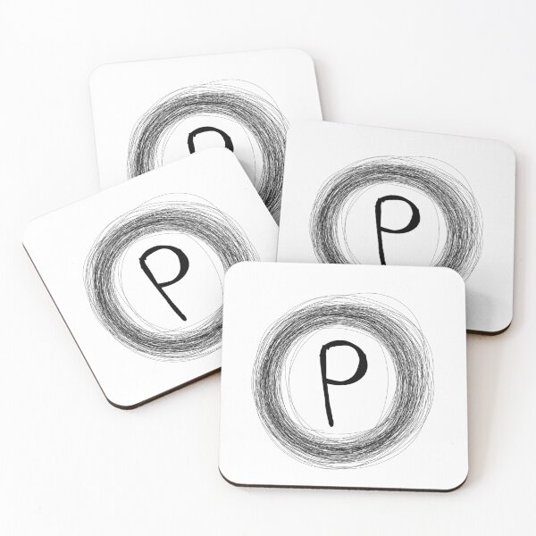 Item preview, P black circle framed initial designed and sold by Words-Artist.