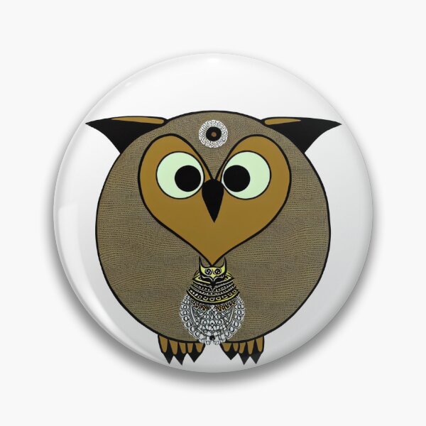 Item preview, A cartoonish round great horned owl with Sumerian ornaments III designed and sold by BrachiaST.