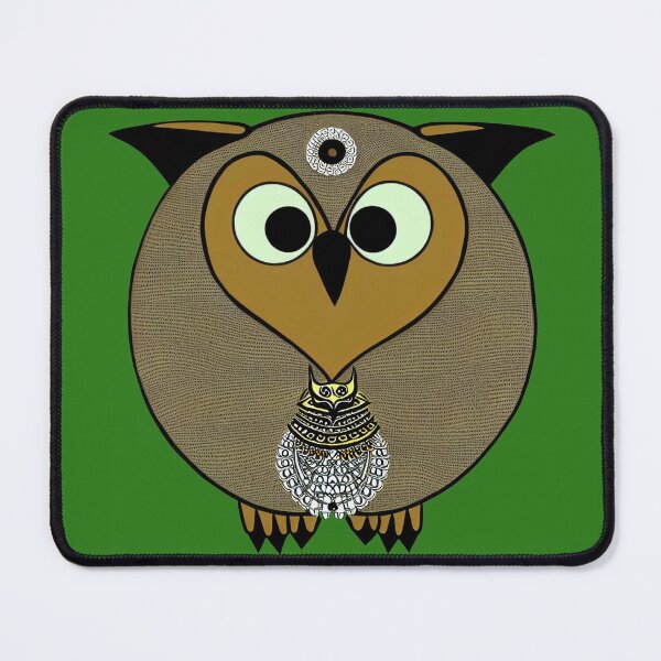Item preview, A cartoonish round great horned owl with Sumerian ornaments III designed and sold by BrachiaST.