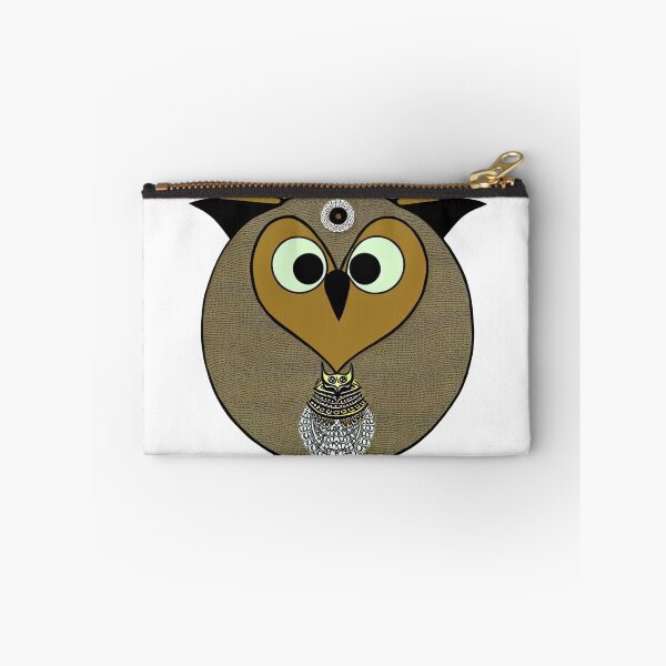 Item preview, A cartoonish round great horned owl with Sumerian ornaments III designed and sold by BrachiaST.