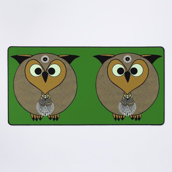 Item preview, A cartoonish round great horned owl with Sumerian ornaments III designed and sold by BrachiaST.